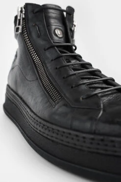 COLE Rugged-black Welted Double-zip High Sneakers. 23 COLE Rugged-black Welted Double-zip High Sneakers. -Untamedstreet Shop COLE men sneakers trainers high zip black luxury calf leathermade in italy02550