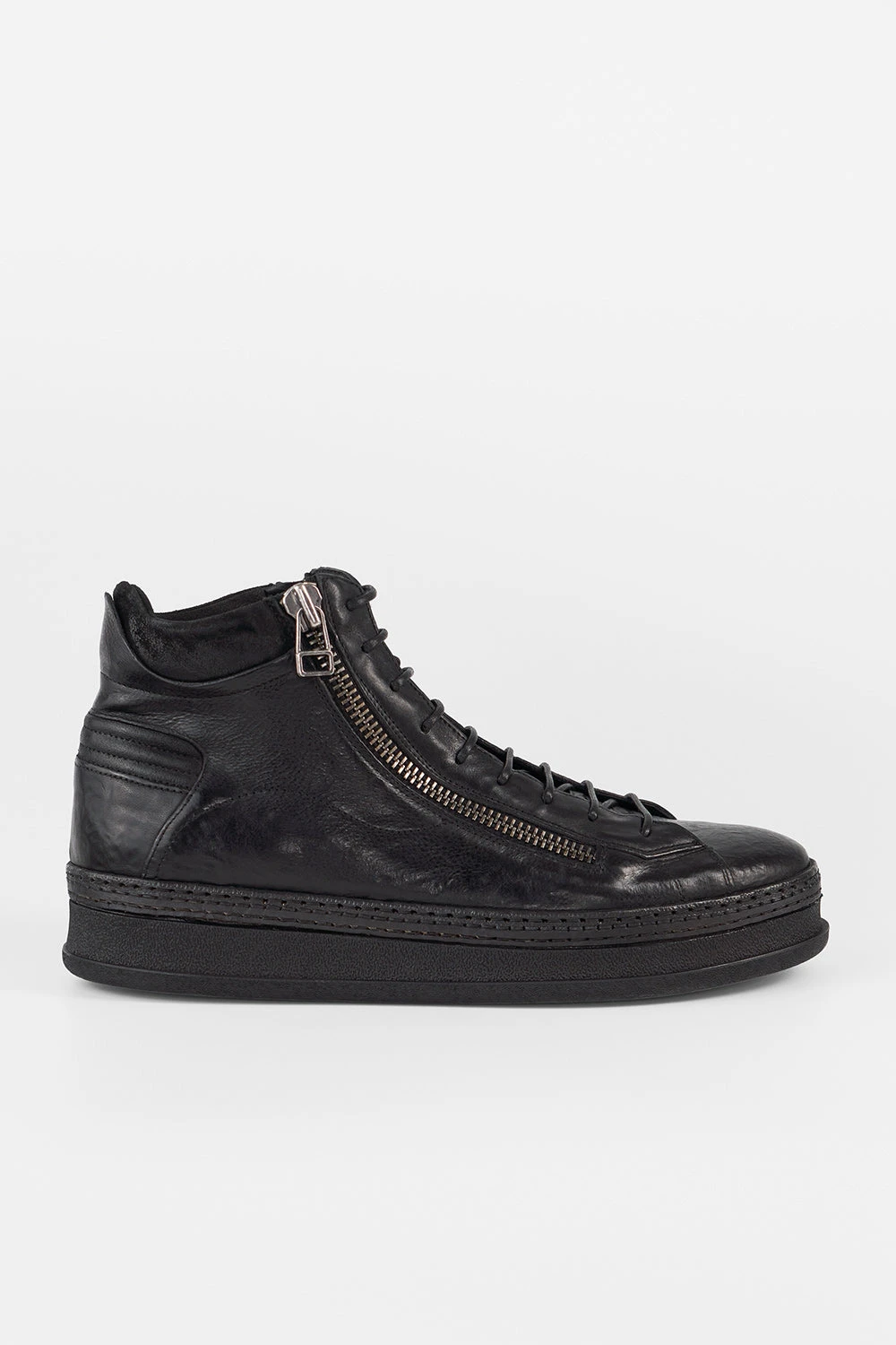 COLE Rugged-black Welted Double-zip High Sneakers. 1 COLE Rugged-black Welted Double-zip High Sneakers.