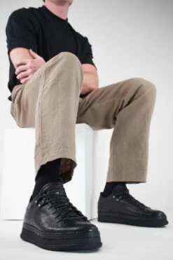 COLE Rugged-black Welted Distressed Loop Sneakers. -Untamedstreet Shop COLE men sneakers trainers low black luxury calf leathermade in italyLF SS24 04746 1