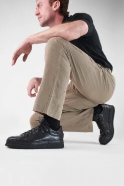 COLE Rugged-black Welted Distressed Loop Sneakers. -Untamedstreet Shop COLE men sneakers trainers low black luxury calf leathermade in italyLF SS24 04753 1