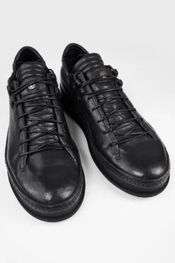 COLE Rugged-black Welted Distressed Loop Sneakers. -Untamedstreet Shop COLE men sneakers trainers low black luxury calf leathermade in italySNEAKERS01012