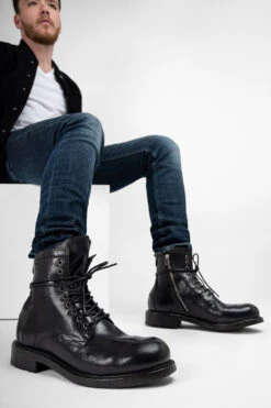 CURZON Jet-black Military Boots. 20 CURZON Jet-black Military Boots. -Untamedstreet Shop CURZON men boots military black luxury buffalo leather distressed made in italy10486 2dcf3031 9e18 4739 a9b7 94c6bfbce843