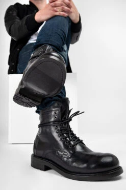 CURZON Jet-black Military Boots. 17 CURZON Jet-black Military Boots. -Untamedstreet Shop CURZON men boots military black luxury buffalo leather distressed made in italy10488 3c8b85ac b5db 4b54 8732 85257da143cf
