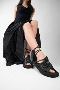 DEVON Jet-black Braided Lightweight Sandals. 24 DEVON Jet-black Braided Lightweight Sandals. -Untamedstreet Shop DEVON black braided lightweight sandal LF SS25 00825