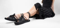 DEVON Jet-black Braided Lightweight Sandals. 31 DEVON Jet-black Braided Lightweight Sandals. -Untamedstreet Shop DEVON black braided lightweight sandal LF SS25 00851 Featured