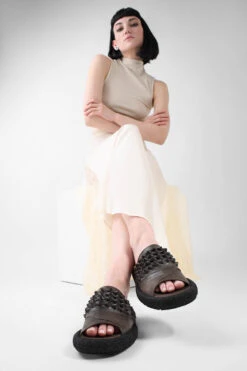 DEVON Mocha-brown Knotted Lightweight Sandals. -Untamedstreet Shop DEVON mocha brown braided lightweighted sandals LF SS25 02741