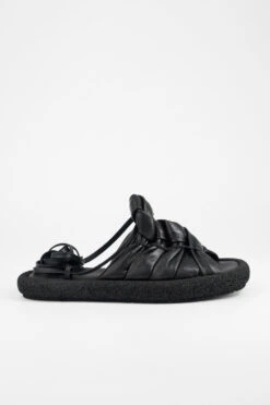 DEVON Jet-black Braided Lightweight Sandals.