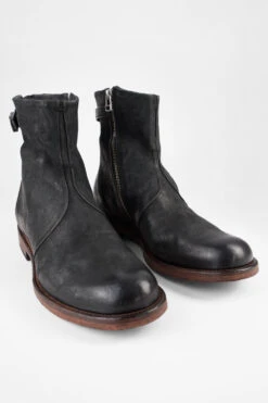 EYTON Matte-black Laceless Ankle Boots. -Untamedstreet Shop EYTON matte black laceless ankle boots leather made in italy untamed street SIDE00865
