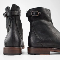 EYTON Matte-black Laceless Ankle Boots. -Untamedstreet Shop EYTON matte black laceless ankle boots leather made in italy untamed street SNEAKERS01314