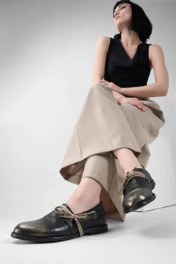 HARPER Laminated Silver-black Shoes. -Untamedstreet Shop HARPER black silver side bow shoe LF SS25 02768