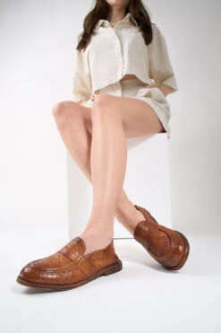 HARPER Rich-tan Slingback Loafers. 32 HARPER Rich-tan Slingback Loafers. -Untamedstreet Shop HARPER tan brown slingback loafer LF SS25 00734