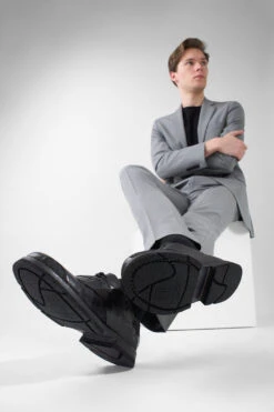 HARVEY Rugged-black Leather & Canvas Oxford Shoes. -Untamedstreet Shop HARVEY urban black leather canvas oxford shoes LF SS25 04064