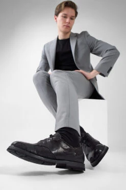 HARVEY Rugged-black Leather & Canvas Oxford Shoes. -Untamedstreet Shop HARVEY urban black leather canvas oxford shoes LF SS25 04084