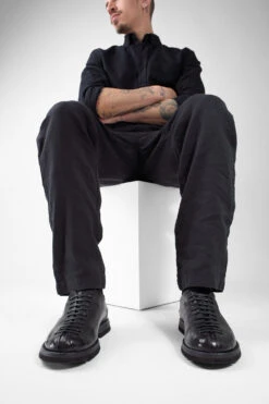 HARVEY Rugged-black Tip-laced Shoes. -Untamedstreet Shop HARVEY urban black tip laced shoes LF SS25 01659