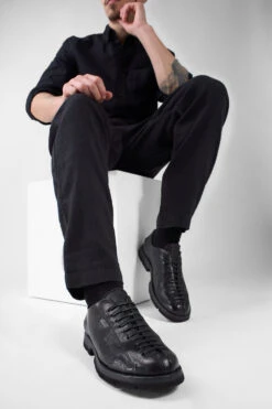 HARVEY Rugged-black Tip-laced Shoes. -Untamedstreet Shop HARVEY urban black tip laced shoes LF SS25 01668