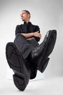 HARVEY Rugged-black Tip-laced Shoes. -Untamedstreet Shop HARVEY urban black tip laced shoes LF SS25 01672