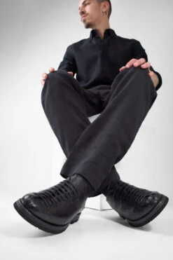 HARVEY Rugged-black Tip-laced Shoes. -Untamedstreet Shop HARVEY urban black tip laced shoes LF SS25 01679