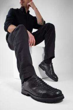 HARVEY Rugged-black Tip-laced Shoes. -Untamedstreet Shop HARVEY urban black tip laced shoes LF SS25 01688