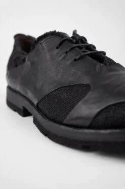 HARVEY Rugged-black Leather & Canvas Oxford Shoes. -Untamedstreet Shop HARVEYblackoverlappingleathercanvasderbyshoeMACRO 09707