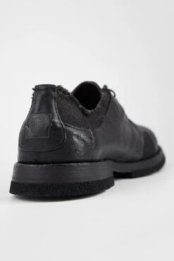 HARVEY Rugged-black Leather & Canvas Oxford Shoes. -Untamedstreet Shop HARVEYblackoverlappingleathercanvasderbyshoeMACRO 09715