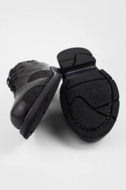 HARVEY Rugged-black Leather & Canvas Oxford Shoes. -Untamedstreet Shop HARVEYblackoverlappingleathercanvasderbyshoeMID 08314