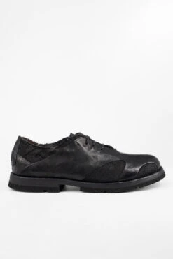 HARVEY Rugged-black Leather & Canvas Oxford Shoes.