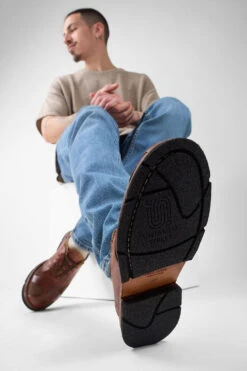 HARVEY Tan-brown Leather & Canvas Oxford Shoes. -Untamedstreet Shop HARVEYrich tanleather canvasderbyshoesLF SS25 01442