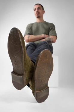 HAVEN Hunter-green Suede Low Chelsea Boots. -Untamedstreet Shop HAVEN hunter green suede low chelsea boots LF SS25 00651