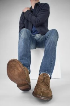 HAVEN Barley-brown Suede Apron Derby Shoes. -Untamedstreet Shop HAVENbarley brownsuedeapronderbymenshoes tan leather distressed untamedstreet madeinitalyLF SS24 04361