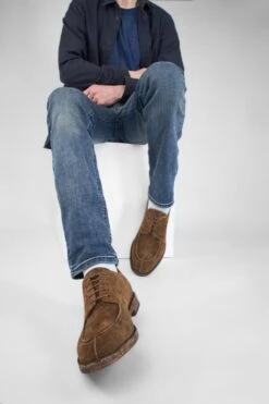 HAVEN Barley-brown Suede Apron Derby Shoes. -Untamedstreet Shop HAVENbarley brownsuedeapronderbymenshoes tan leather distressed untamedstreet madeinitalyLF SS24 04372