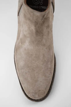HAVEN Linen-grey Suede Low Chelsea Boots. -Untamedstreet Shop HAVENlinen greylowchelseaboots. grey sand leather distressed untamedstreet madeinitalySS14 03281