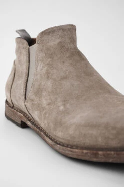HAVEN Linen-grey Suede Low Chelsea Boots. -Untamedstreet Shop HAVENlinen greylowchelseaboots. grey sand leather distressed untamedstreet madeinitalySS14 03346