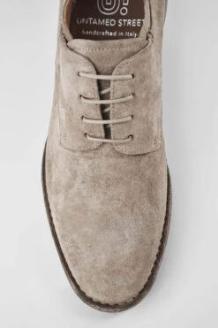 HAVEN Linen-grey Suede Derby Shoes. -Untamedstreet Shop HAVENlinen greysuedederbyshoes. grey sand leather distressed untamedstreet madeinitalySS14 03293
