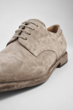 HAVEN Linen-grey Suede Derby Shoes. -Untamedstreet Shop HAVENlinen greysuedederbyshoes. grey sand leather distressed untamedstreet madeinitalySS14 03317