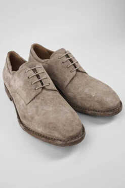 HAVEN Linen-grey Suede Derby Shoes. -Untamedstreet Shop HAVENlinen greysuedederbyshoes. grey sand leather distressed untamedstreet madeinitalySS14 03496