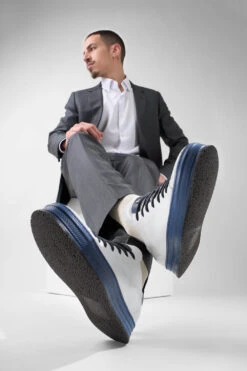 HAYES White-blue Welted Sneakers. -Untamedstreet Shop HAYES white blue welted sneakers LF SS25 02536