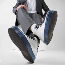 HAYES White-blue Welted Sneakers. -Untamedstreet Shop HAYES white blue welted sneakers LF SS25 02536 14c29199 98bc 4389 a27c 7a1ccd5b2083