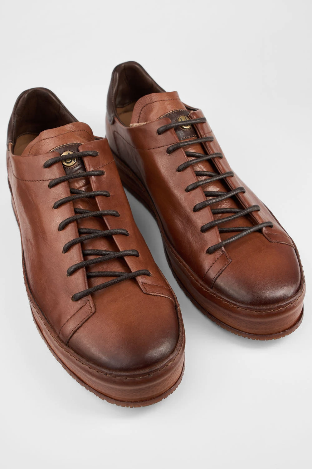 HAYES Cognac Distressed Welted Sneakers. 5 HAYES Cognac Distressed Welted Sneakers. - Image 5