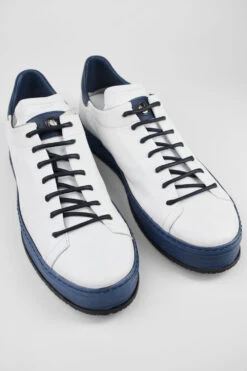 HAYES White-blue Welted Sneakers. -Untamedstreet Shop HAYESwhite blueweltedsneakerFRONT 08000