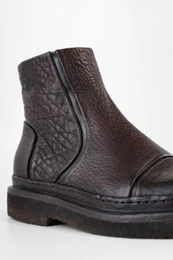 HOVE Cigar-brown Grained Welted Laceless Ankle Boots. -Untamedstreet Shop HOVE men boots laceless cigar brown luxury grained bison leather distressedCapture0157 3