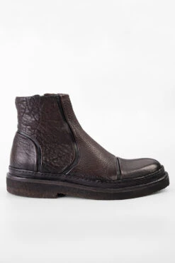 HOVE Cigar-brown Grained Welted Laceless Ankle Boots.