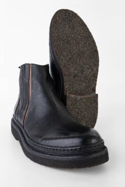 HOVE Jet-black Welted Chelsea Boots. -Untamedstreet Shop HOVE men chelsea boots black luxury leather distressed made in italyMID TILTED 0076