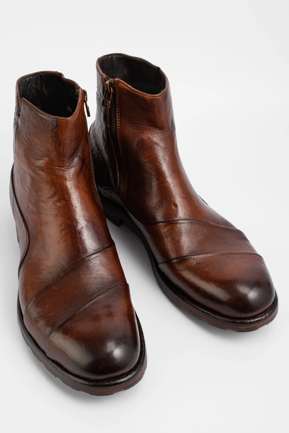 ASTON EDGE Cognac Laceless Ankle Boots. 2 ASTON EDGE Cognac Laceless Ankle Boots. - Image 2