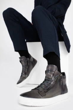 SOHO Aluminium-grey Patina High Sneakers. -Untamedstreet Shop IMG 04532