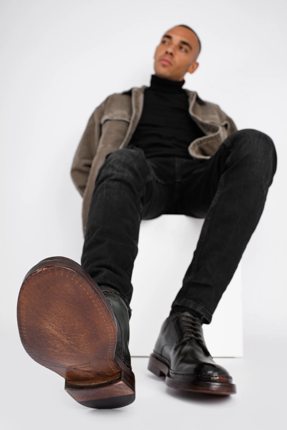 YORK Dark-green Welted Derby Shoes. 3 YORK Dark-green Welted Derby Shoes. - Image 3