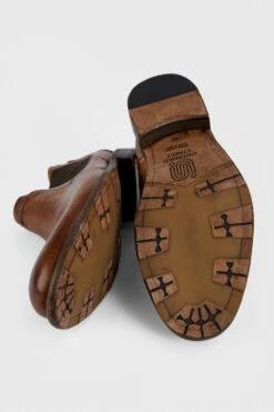 KNIGHTON Tawny-brown Low Chelsea Boots. -Untamedstreet Shop KNIGHTON men boots chelsea light cognac brown luxury buffalo leather distressed made in italy8169