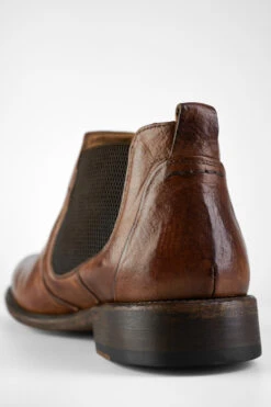 KNIGHTON Tawny-brown Low Chelsea Boots. -Untamedstreet Shop KNIGHTON men boots chelsea light cognac brown luxury buffalo leather distressed made in italy8848