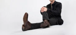 KNIGHTON Noble-brown Double-zip Low Ankle Boots. -Untamedstreet Shop KNIGHTON men boots chukka laceless dark brown luxury buffalo leather distressed made in italy10401