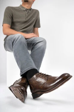 KNIGHTON Moss-green Low Chukka Boots. -Untamedstreet Shop KNIGHTON men boots chukka green brown luxury buffalo leather distressed made in italy11191