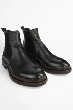 LAMBETH Jet-black Welted Chelsea Boots. -Untamedstreet Shop LAMBETH jet black welted chelsea leather boots W2405326